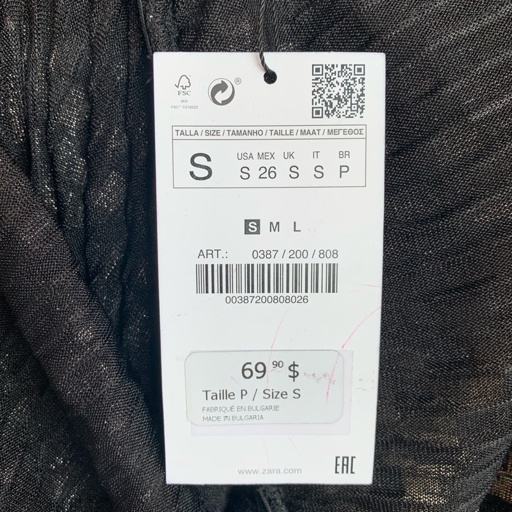 Zara Metallic Silver & Black Night Out Dress Small - Picture 12 of 13
